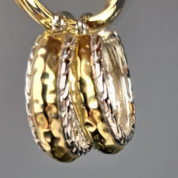 Twisted Cable, Hammered Gold & Silver Tone Hoop Earrings  4 pair - Picture 6 of 14